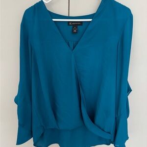 INC International Concepts Women's Blue Draped Blouse